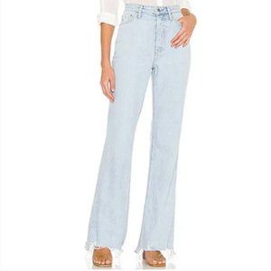 GRLFRND Carla Light Flare High Waist Jeans Raw Hem Countdown Wash Size 25